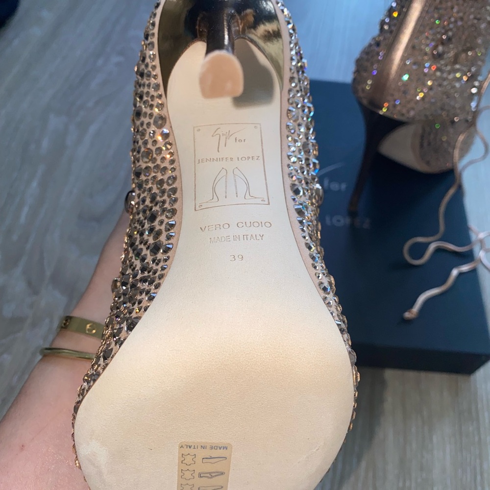 Giuseppe Zanotti Gold Embellished Stiletto Sandals - Picture 2 of 3